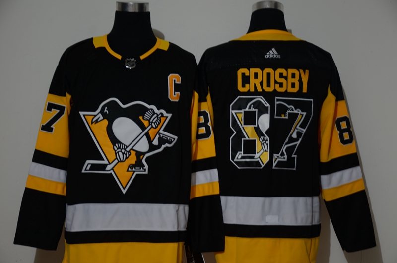 Men Pittsburgh Penguins #87 Crosby black Adidas Stitched NHL print Jersey->chicago blackhawks->NHL Jersey